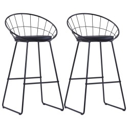 vidaXL Taburete de barra de cocina 2 unidades cuero sintético negro