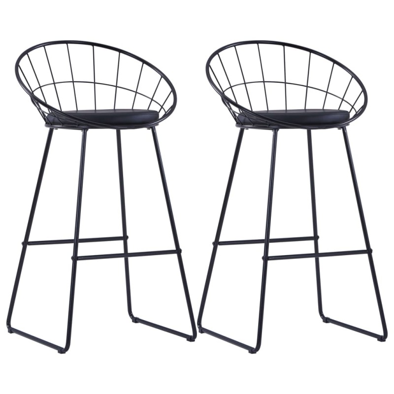 vidaXL Taburete de barra de cocina 2 unidades cuero sintético negro vidaXL Taburete de barra de cocina 2 unidades cuero sintético negro