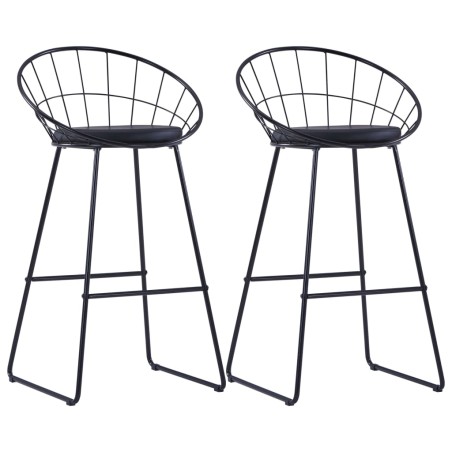 vidaXL Taburete de barra de cocina 2 unidades cuero sintético negro