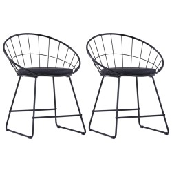 vidaXL Sillas de comedor asientos de cuero sintético 2 uds acero negro