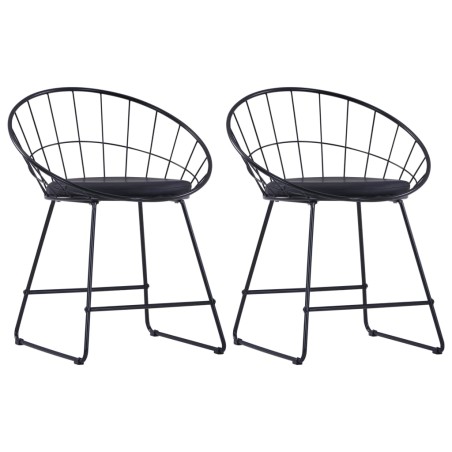 vidaXL Sillas de comedor asientos de cuero sintético 2 uds acero negro