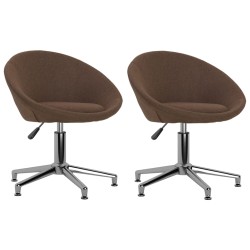 vidaXL Sillas de comedor giratorias 2 unidades tela marrón