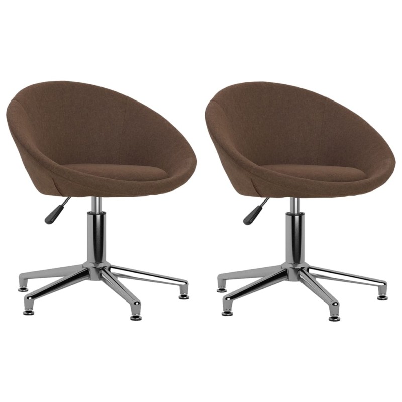 vidaXL Sillas de comedor giratorias 2 unidades tela marrón vidaXL Sillas de comedor giratorias 2 unidades tela marrón