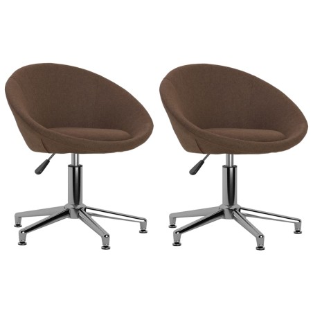 vidaXL Sillas de comedor giratorias 2 unidades tela marrón