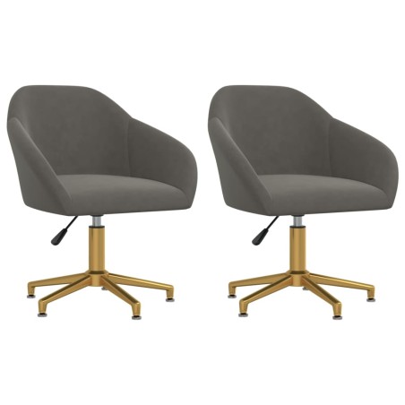 vidaXL Sillas de comedor giratorias 2 unidades terciopelo gris oscuro