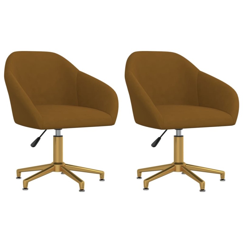 vidaXL Sillas de comedor giratorias 2 unidades terciopelo marrón vidaXL Sillas de comedor giratorias 2 unidades terciopelo marrón