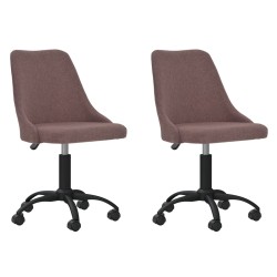 vidaXL Sillas de comedor giratorias 2 unidades tela marrón