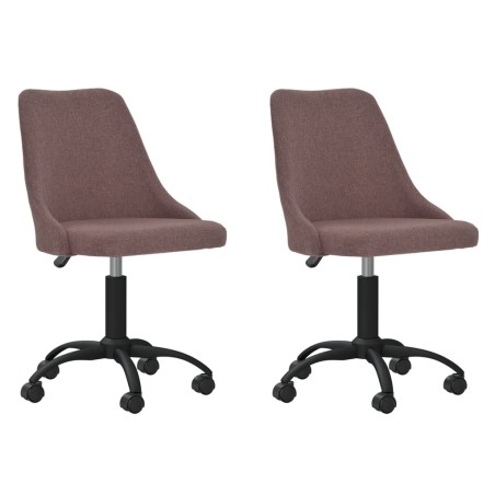 vidaXL Sillas de comedor giratorias 2 unidades tela marrón