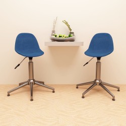 vidaXL Sillas de comedor giratorias 2 unidades tela azul