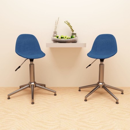 vidaXL Sillas de comedor giratorias 2 unidades tela azul