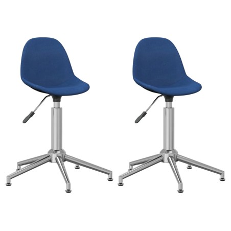 vidaXL Sillas de comedor giratorias 2 unidades tela azul