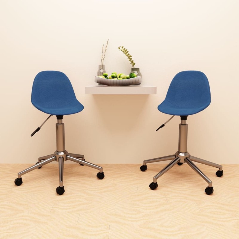 vidaXL Sillas de comedor giratorias 2 unidades tela azul vidaXL Sillas de comedor giratorias 2 unidades tela azul