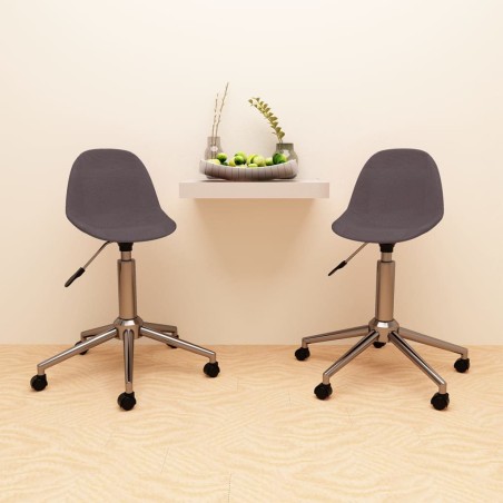 vidaXL Sillas de comedor giratorias 2 unidades tela gris taupe