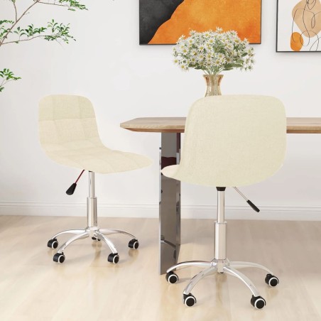 vidaXL Sillas de comedor giratorias 2 unidades tela color crema