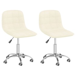 vidaXL Sillas de comedor giratorias 2 unidades tela color crema