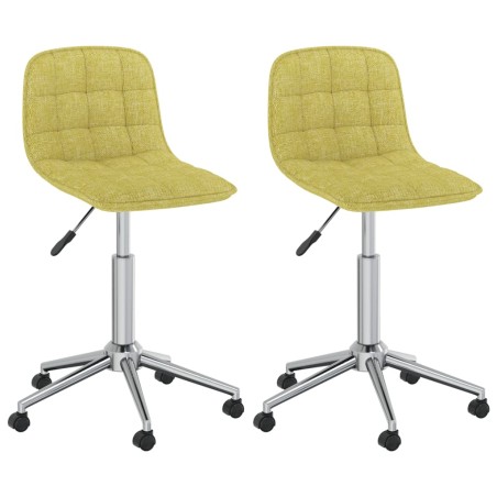 vidaXL Sillas de comedor giratorias 2 unidades tela verde