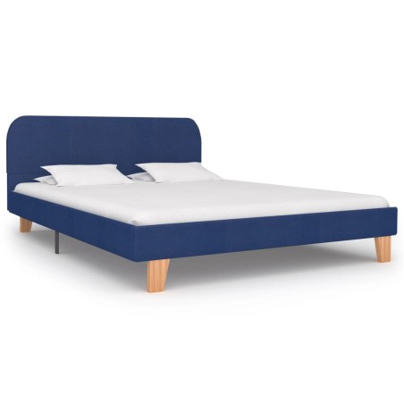 vidaXL Estructura de cama de tela azul 140x200 cm