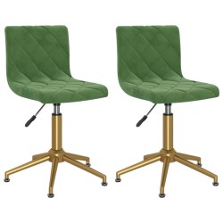 vidaXL Sillas de comedor giratorias 2 unidades terciopelo verde oscuro