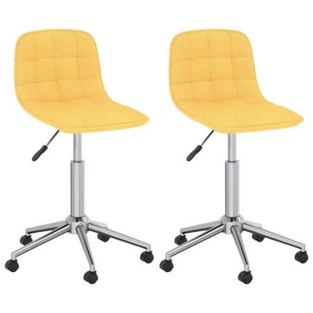 vidaXL Sillas de comedor giratorias 2 unidades tela amarillo