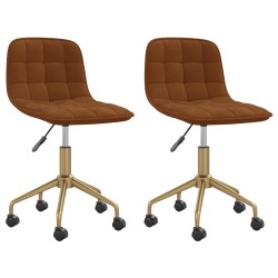vidaXL Sillas de comedor giratorias 2 unidades terciopelo marrón