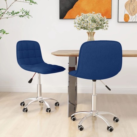 vidaXL Sillas de comedor giratorias 2 unidades tela azul