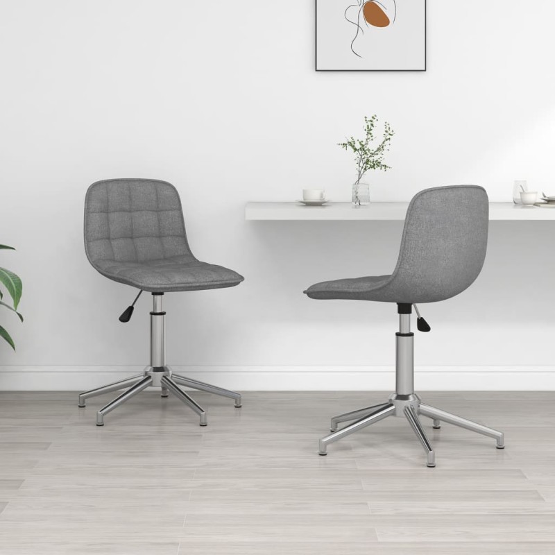 vidaXL Sillas de comedor giratorias 2 unidades tela gris claro vidaXL Sillas de comedor giratorias 2 unidades tela gris claro
