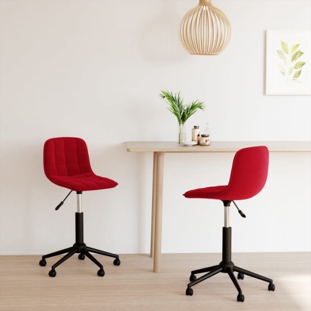 vidaXL Sillas de comedor giratorias 2 uds terciopelo rojo tinto