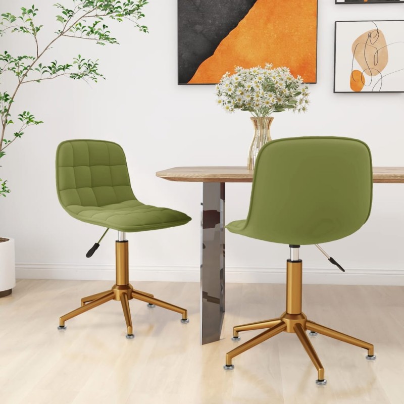 vidaXL Sillas de comedor giratorias 2 unidades terciopelo verde claro vidaXL Sillas de comedor giratorias 2 unidades terciopelo verde claro