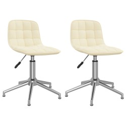 vidaXL Sillas de comedor giratorias 2 unidades tela color crema
