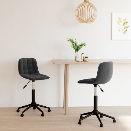 vidaXL Sillas de comedor giratorias 2 uds de terciopelo negro