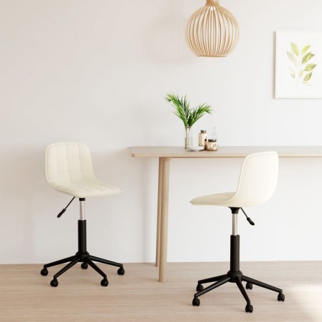 vidaXL Sillas de comedor giratorias 2 uds terciopelo crema