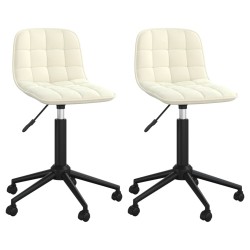 vidaXL Sillas de comedor giratorias 2 uds terciopelo crema