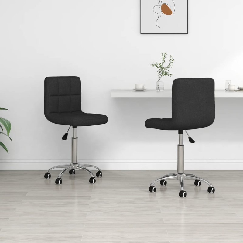 vidaXL Sillas de comedor giratorias 2 unidades tela negro vidaXL Sillas de comedor giratorias 2 unidades tela negro