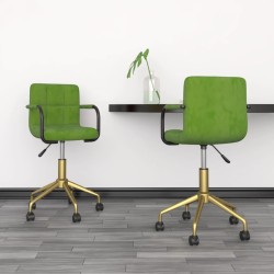 vidaXL Sillas de comedor giratorias 2 unidades terciopelo verde claro
