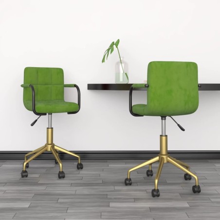 vidaXL Sillas de comedor giratorias 2 unidades terciopelo verde claro
