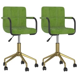 vidaXL Sillas de comedor giratorias 2 unidades terciopelo verde claro