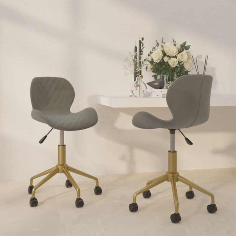 vidaXL Sillas de comedor giratorias 2 uds de terciopelo gris claro vidaXL Sillas de comedor giratorias 2 uds de terciopelo gris claro