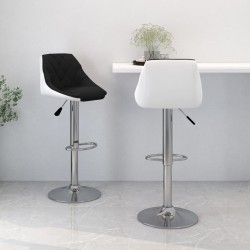 vidaXL Taburetes de cocina 2 unidades cuero sintético negro y blanco