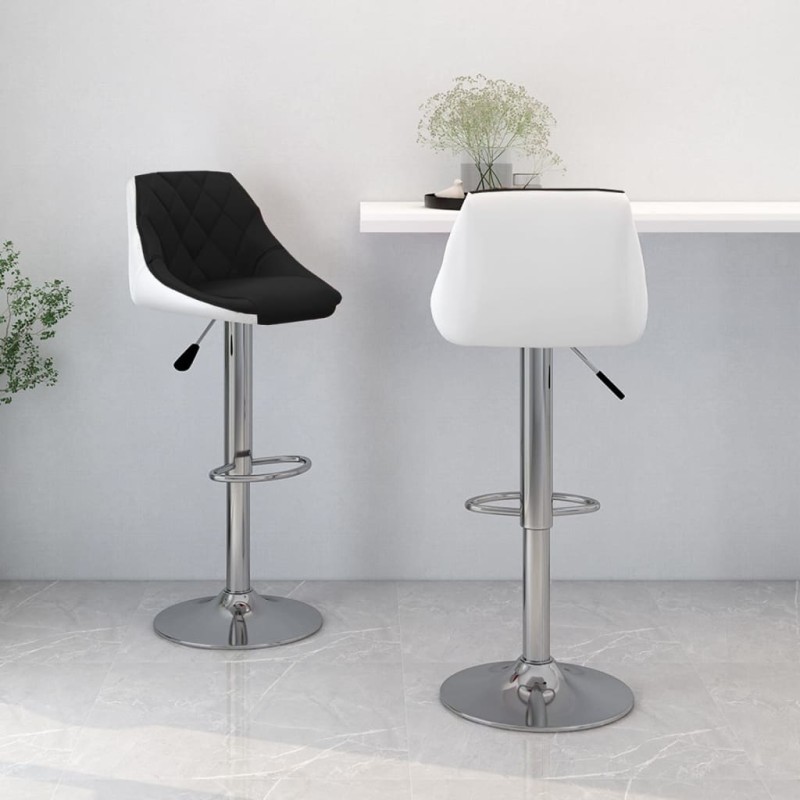 vidaXL Taburetes de cocina 2 unidades cuero sintético negro y blanco vidaXL Taburetes de cocina 2 unidades cuero sintético negro y blanco