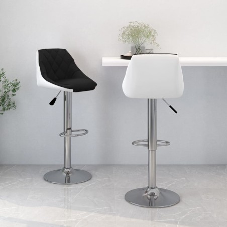 vidaXL Taburetes de cocina 2 unidades cuero sintético negro y blanco
