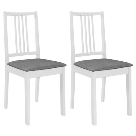 vidaXL Sillas de comedor con cojines madera maciza blanca 2 unidades
