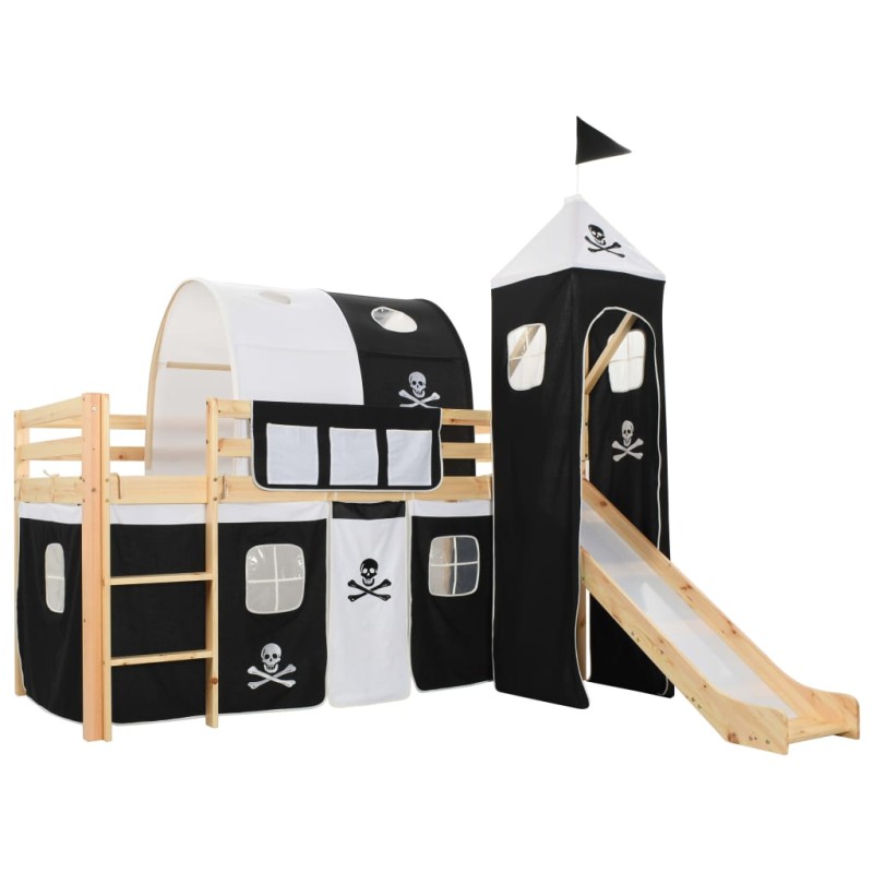 vidaXL Cama alta para niños tobogán y escalera madera pino 97x208 cm vidaXL Cama alta para niños tobogán y escalera madera pino 97x208 cm