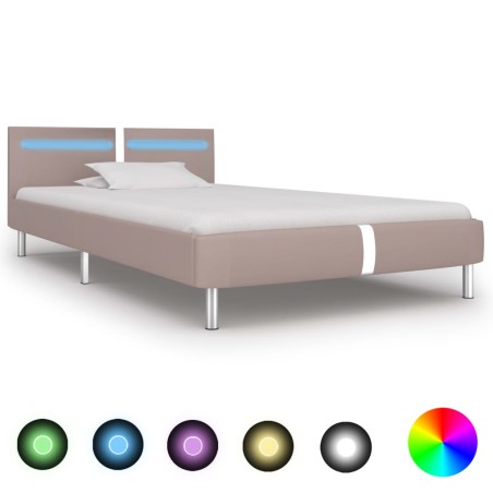 vidaXL Estructura de cama con LED cuero sintético capuchino 90x200 cm