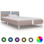 vidaXL Estructura de cama con LED cuero sintético capuchino 90x200 cm vidaXL Estructura de cama con LED cuero sintético capuchino 90x200 cm