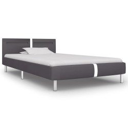 vidaXL Estructura de cama con LED de cuero sintético gris 90x200 cm