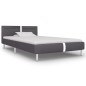 vidaXL Estructura de cama con LED de cuero sintético gris 90x200 cm
