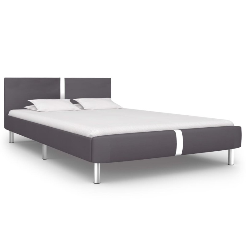 vidaXL Estructura de cama de cuero sintético gris 120x200 cm vidaXL Estructura de cama de cuero sintético gris 120x200 cm