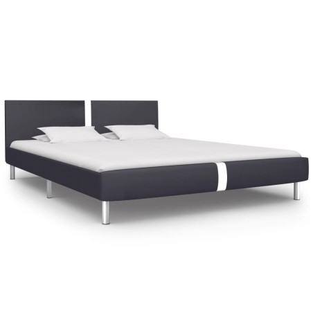 vidaXL Estructura de cama de cuero sintético negro 140x200 cm