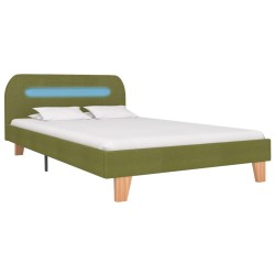 vidaXL Estructura de cama con LED tela verde 120x200 cm