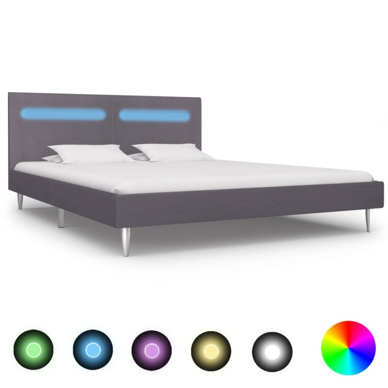vidaXL Estructura de cama con LED tela gris 180x200 cm vidaXL Estructura de cama con LED tela gris 180x200 cm